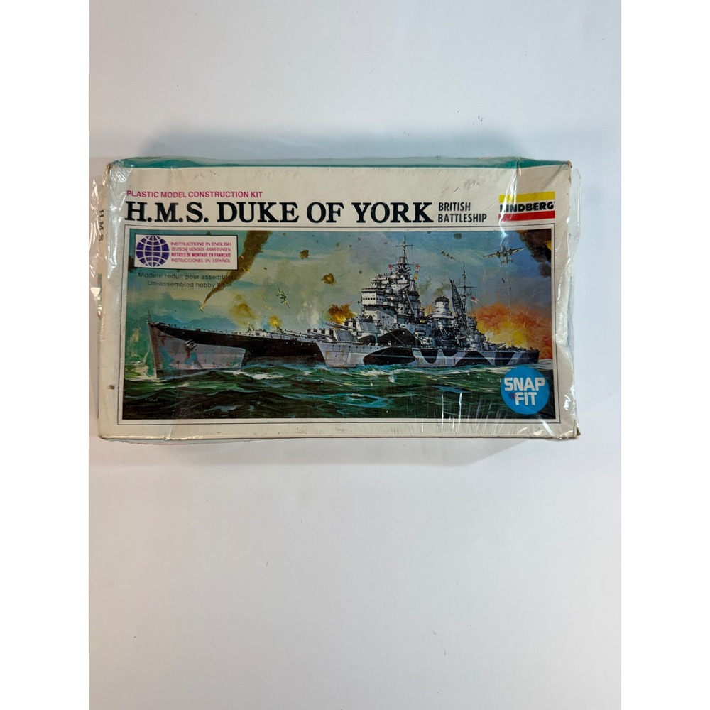 Lindberg HMS Duke of York British Battleship Model Kit No 842 Snap Fit Vintage